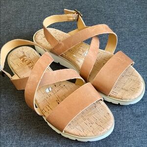 Kork-Ease Tan Sandals with Cork Footbed and Adjustable Ankle Strap size 7
